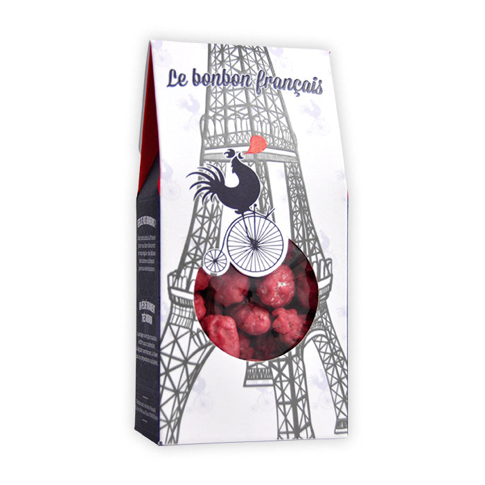 Petit pack blanc Praline de Lyon, dessin tour Eiffel, confiserie artisanale Le Bonbon Français