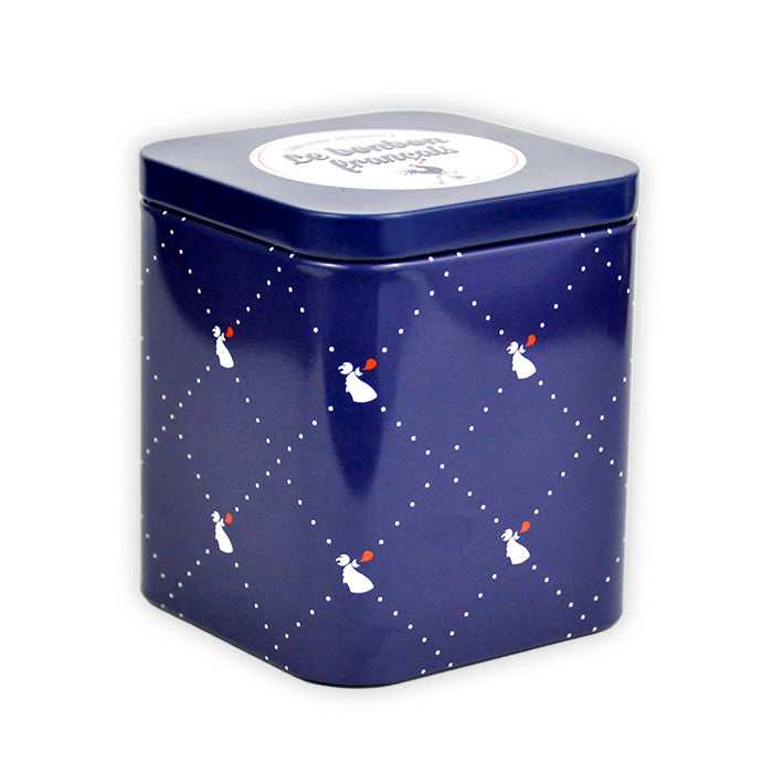 Boîte métal Le Coq des Français avec motifs répétés à l'effigie du coq et logo Le Bonbon Français