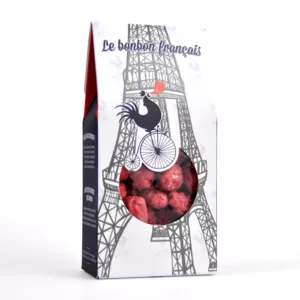 packshot tour eiffel praline rose, praline, praline de lyon, bonbon artisanal, le bonbon français