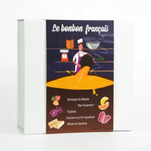 packshot coffret assortiment, bonbons d'antan, berlingots, berlingot de nantes, violette, coquelicot, betise de cambrai, bonbon orange et citron, le bonbon francais